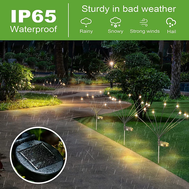 Высококачественные уличные водонепроницаемые 2 упаковки 6/8/10 светодиодные лампы на солнечных батареях, светящаяся лампа для сада светлячков