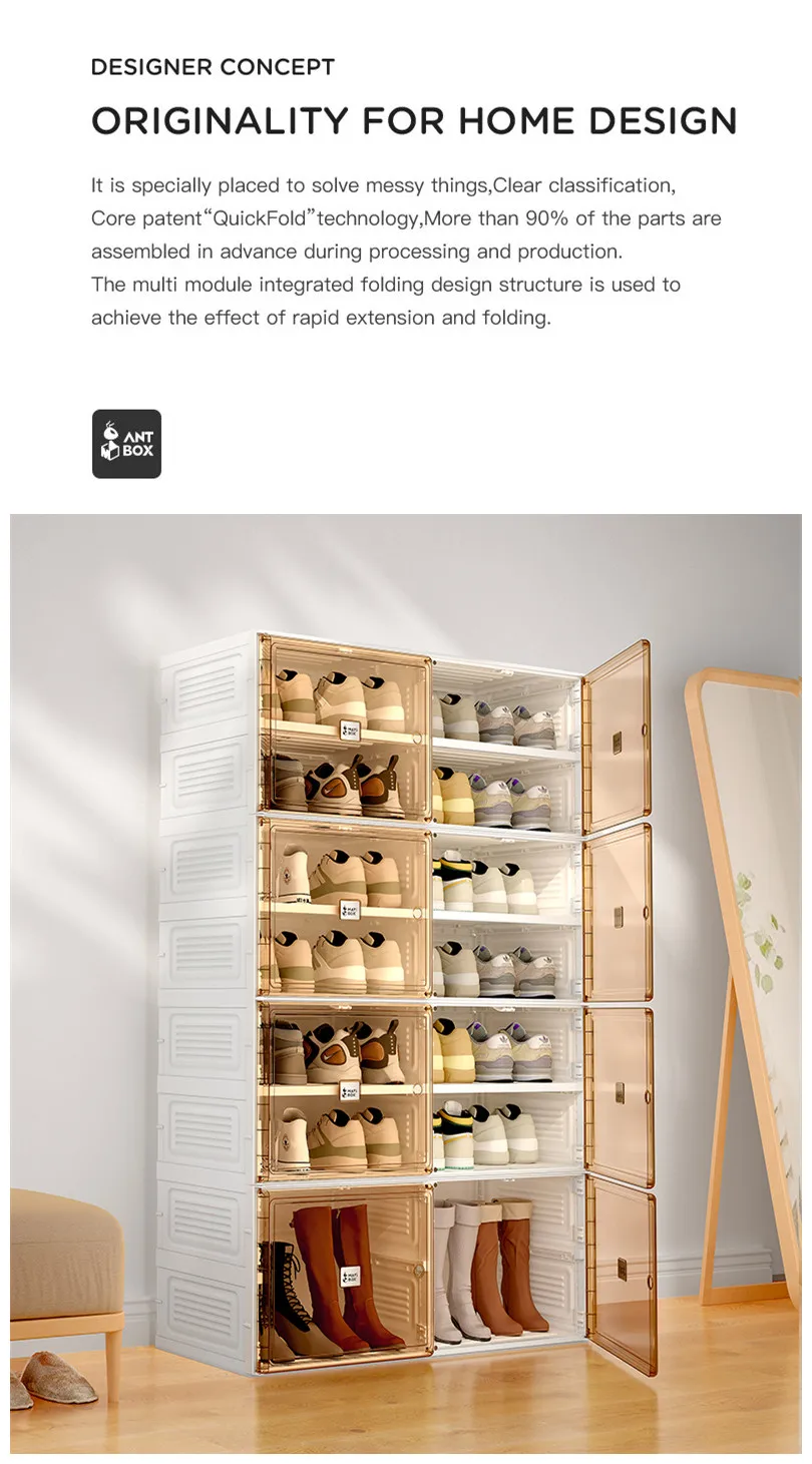 Mayi box AntBox 2.0 Clear Magnet Plastic Shoe Boxes Storage Acrylic Custom Transparent Display Shoe Boxes Organizer CABINET