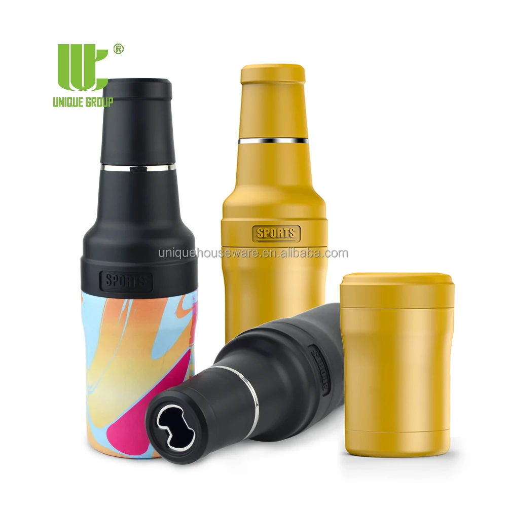 3 In 1 Dectachable Insulated Stainless Steel Vacuum Sealed Icy Beer Bottle Can Water Cooler With Opener