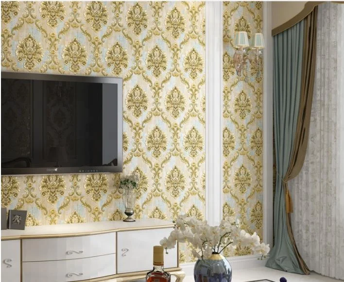 European 3D Non-woven Wallpaper Retro Living Room Bedroom Wallpaper Fine Pressed Stereo Relief Retro Home Decoration Decorative