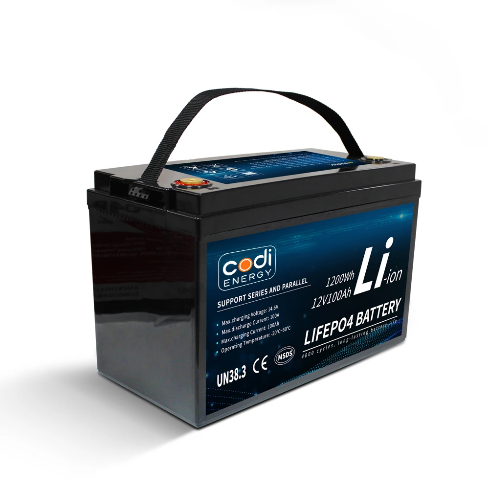 Codi Energy High Capacity Deep Cycle Lithium Ion Battery 100ah 12v 1.2kwh Lifepo4 Solar Battery For Home