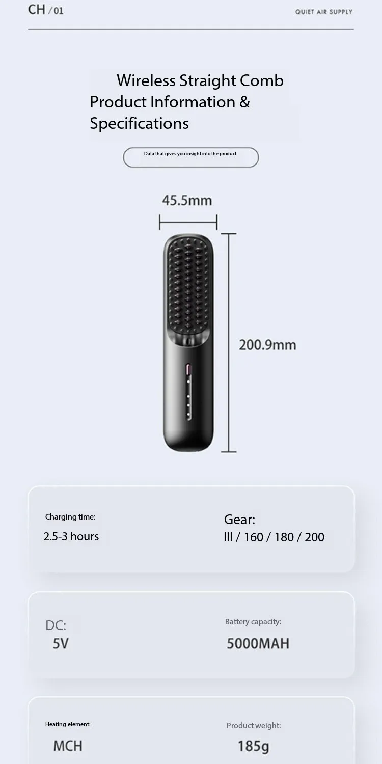 USB Charged Battery Portable Negative Ion Hair Curler Straightener Brush Comb Personal Beauty Styler Hair Curing