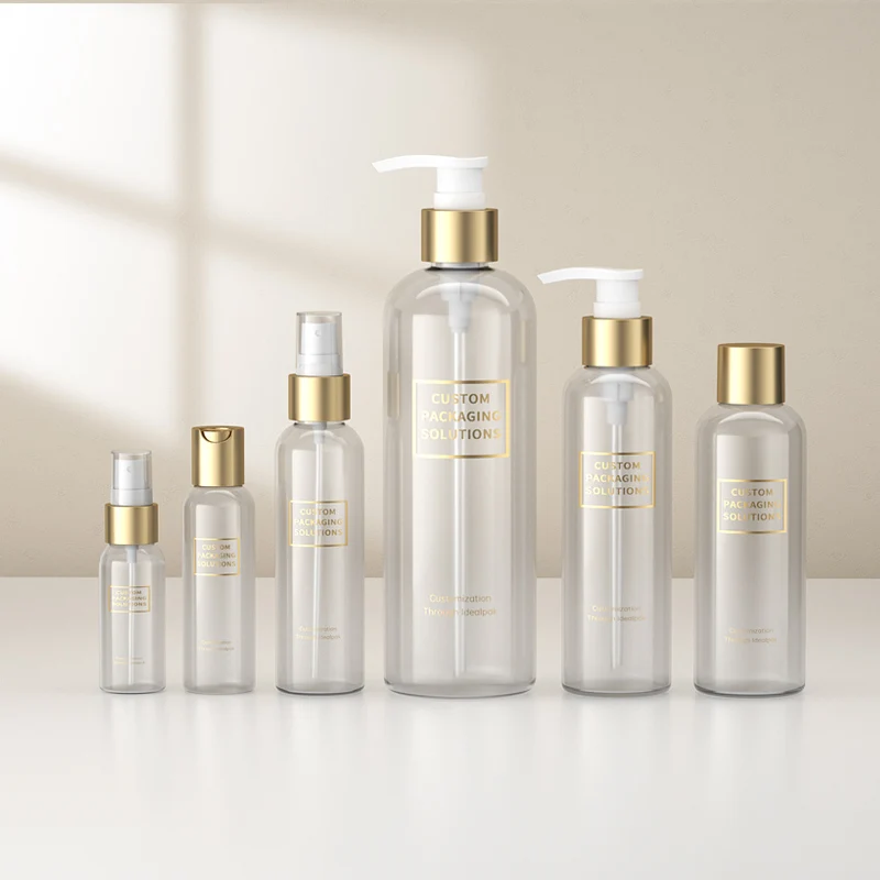 Luxury Empty Round Brown PET 250ml 300ml 600ml 12oz 16oz Body Lotion Bottle Lotion Liquid Soap Shampoo Plastic Pump Bottle