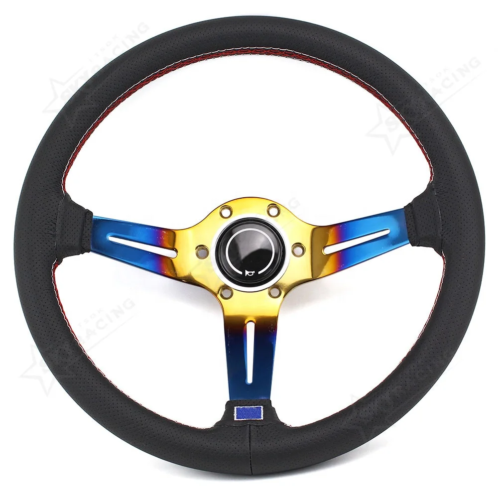  Volante спортивный оригинальный логотип кожаный Железный глубокий блюдо JDM Дрифт гоночный Универсальный руль для
