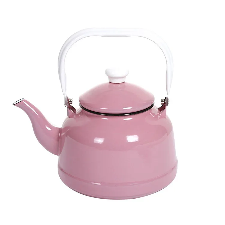 Manufacturers direct sale cast iron kettle bell shaped solid color enamel kettle with handle