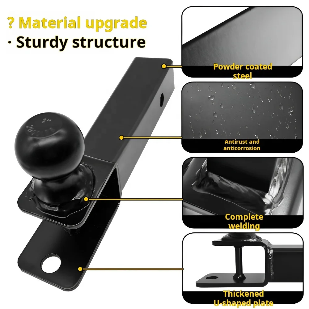 UTV rear ATV towing square mouth 2-inch Heavy duty  Adjustable Trailer Hitch Ball Mount towinghitch receiver
