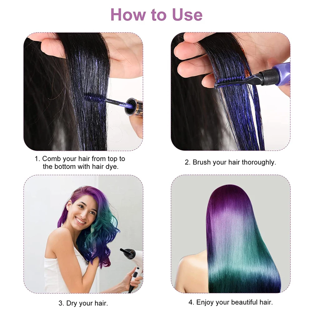 Cosplay Diy Non-toxic Washable Temporary Hair Color Chalk Set for Girls Hair Dye Combs Custom Logo Party Home Hair Coloring