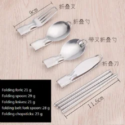 factory supply Stainless steel folding fork spoon tableware knife salad spoon with fork folding spoon outdoor portable set