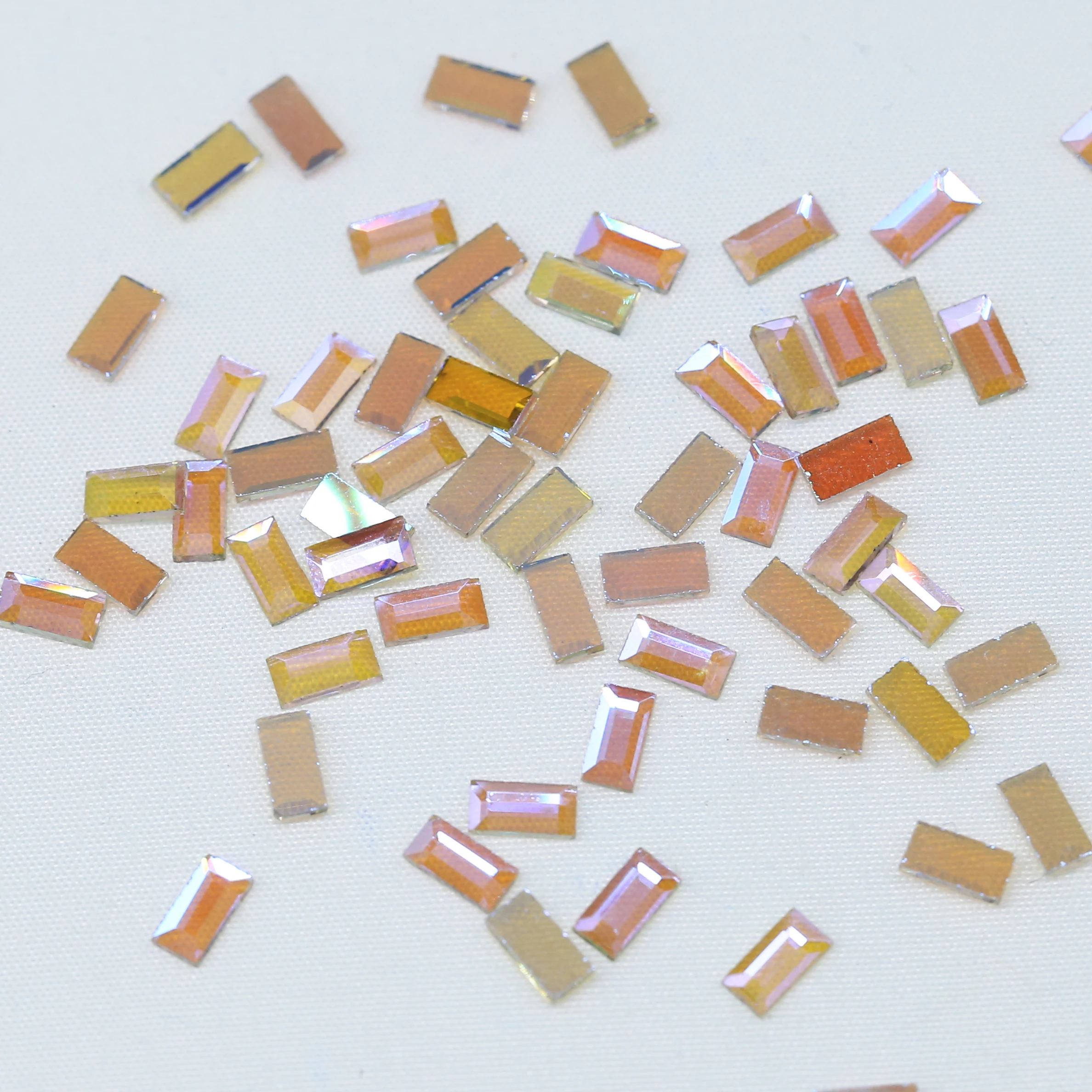 WHATSTONE Customized Color 2.5*5mm,4*6mm Flat Back Rectangle Shape Glass Crystal AB Rhinestone For Nail Art Stone Design