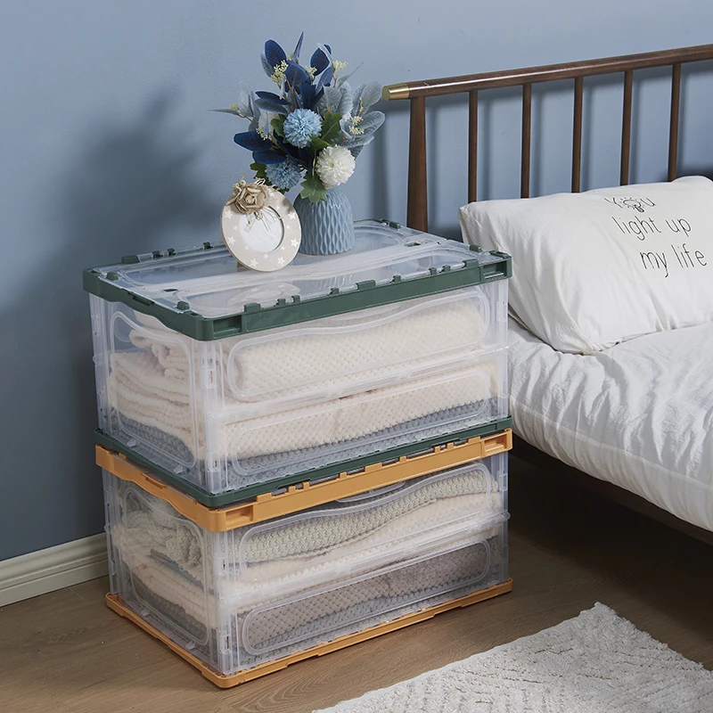 Household Foldable Stackable Bathroom Under Bed Medecine Cube Organizer Clear Plastic Storage Boxes Bins
