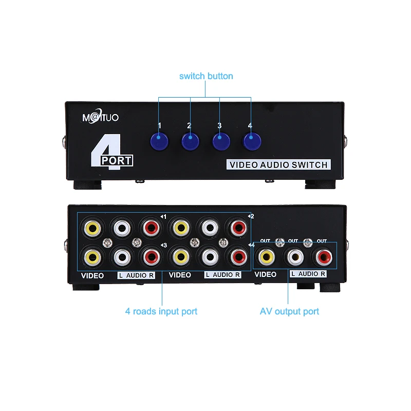 RCA Switch 4 in 1 out, MT-VIKI 1920x1080 4x1 RCA Switcher
