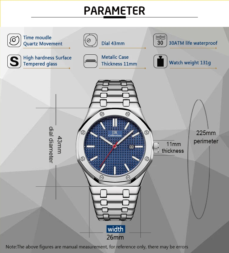 IIK Collection Luxury Hot Sale Water Resistant 3 Hands Mens Two Tone Color Quartz Gold Man Watch
