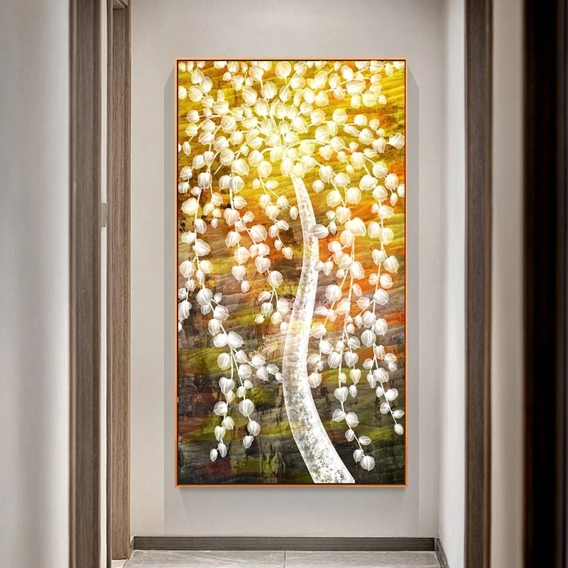 Modern Home Decor Cuadros Golden Money Tree Landscape Poster Picture Print abstract money tree painting canvas
