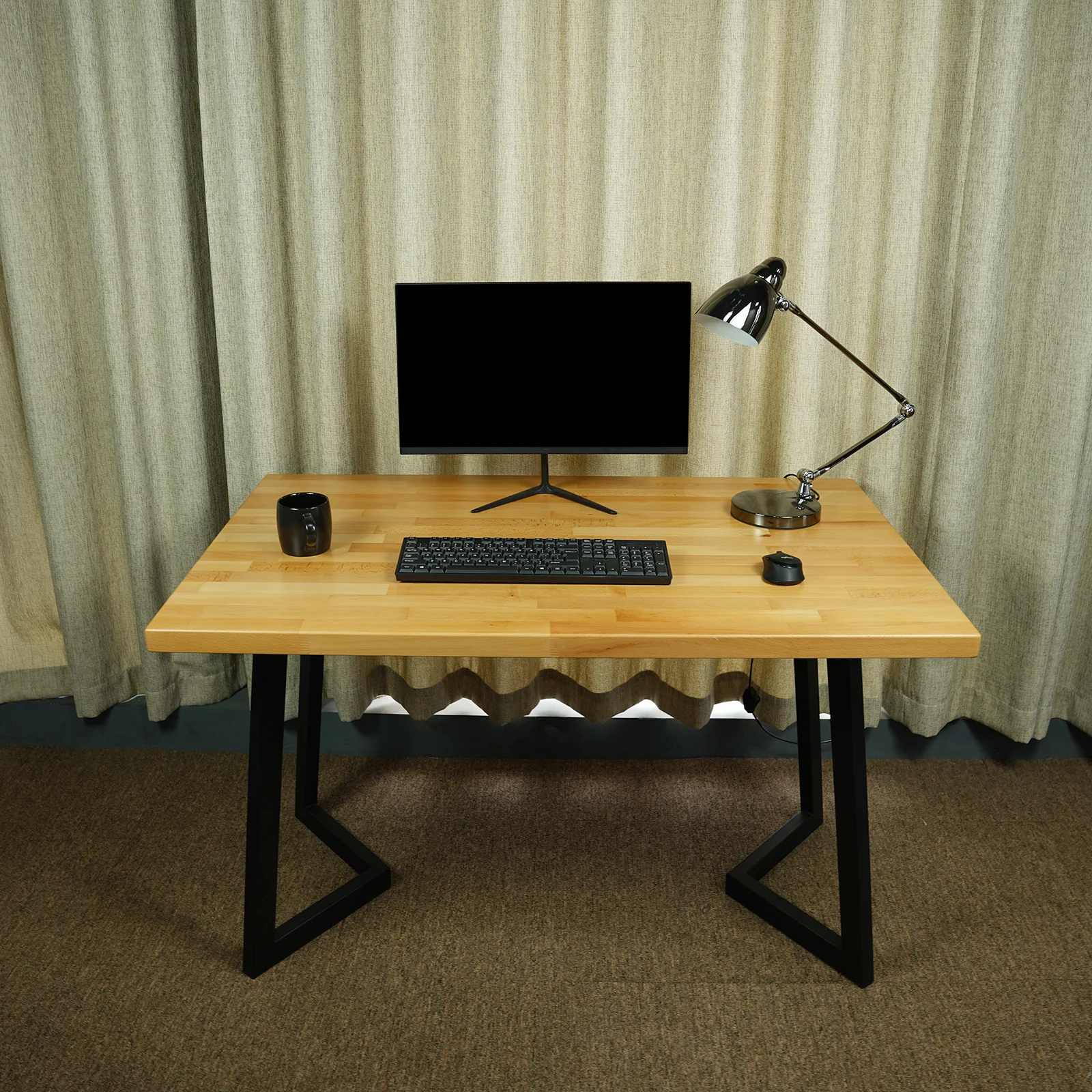 Solid beech wood butcher block style table top Modern finger-jointed solid wood office desk top