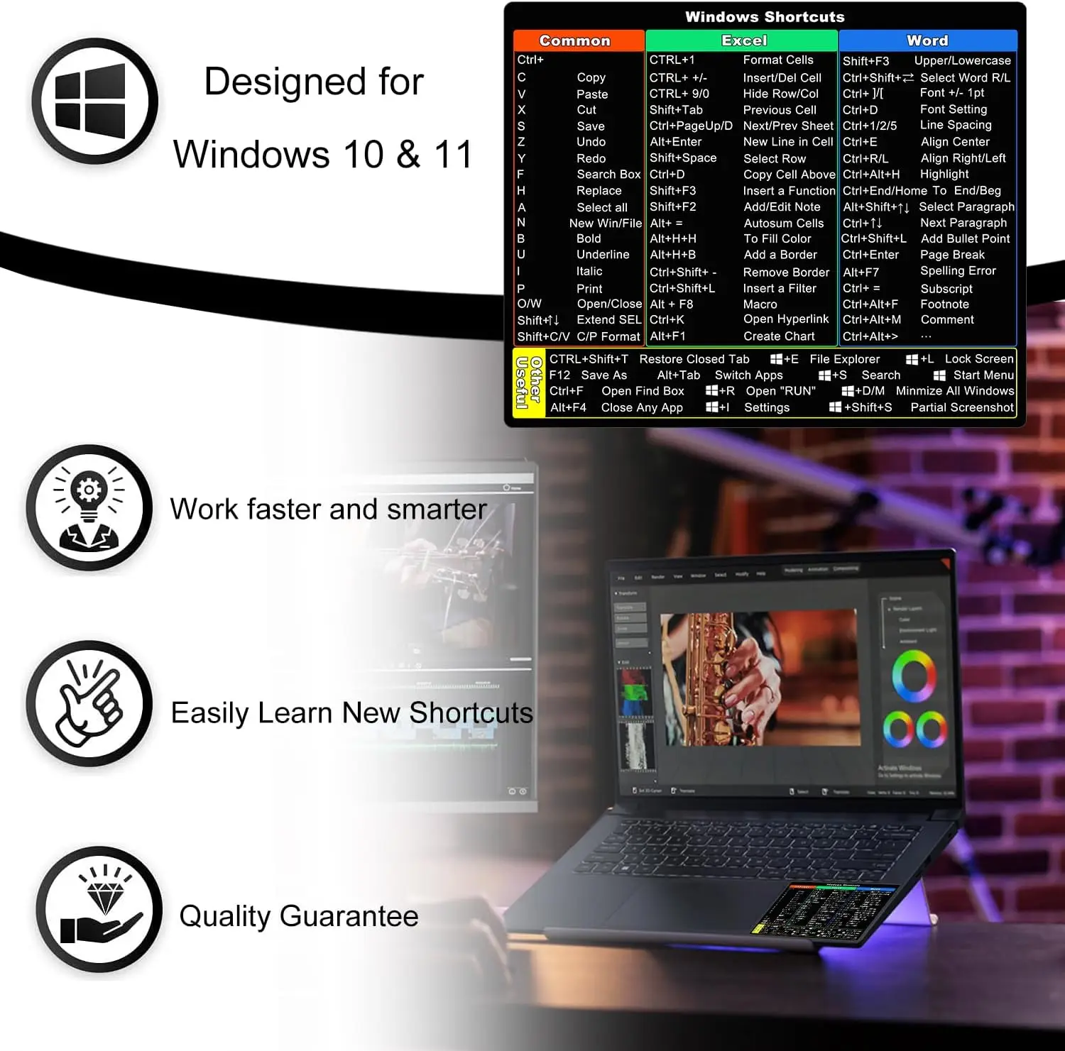 Windows ярлык наклейка клавиатура Виниловая для ноутбука сочетание клавиш наклейки любого или рабочего стола