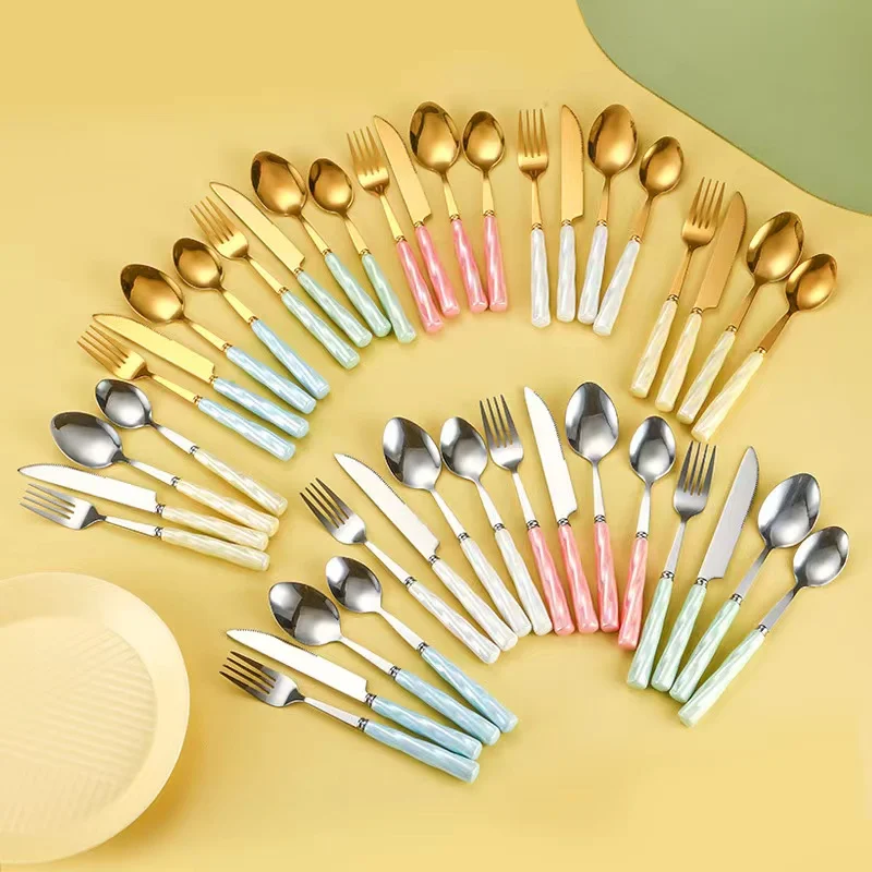 Nordic Design Flatware Sets With Ceramic Handle Cutlery Sets Spoon Fokrs Knife Chopsticks matte Color Porcelain Grips For Party