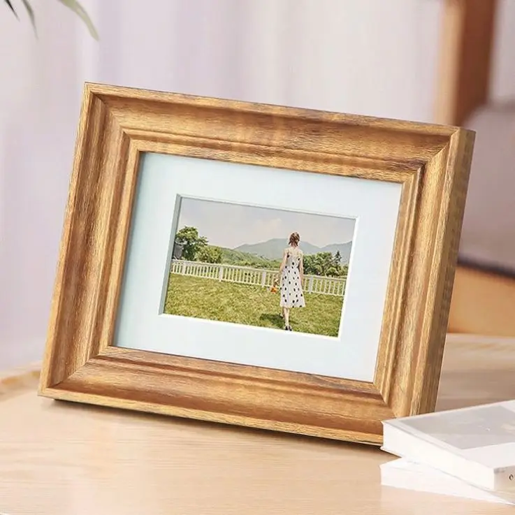 Table Top Display And Wall Mounting Custom Sizes 11X14 Brown Solid Wood Picture Frames