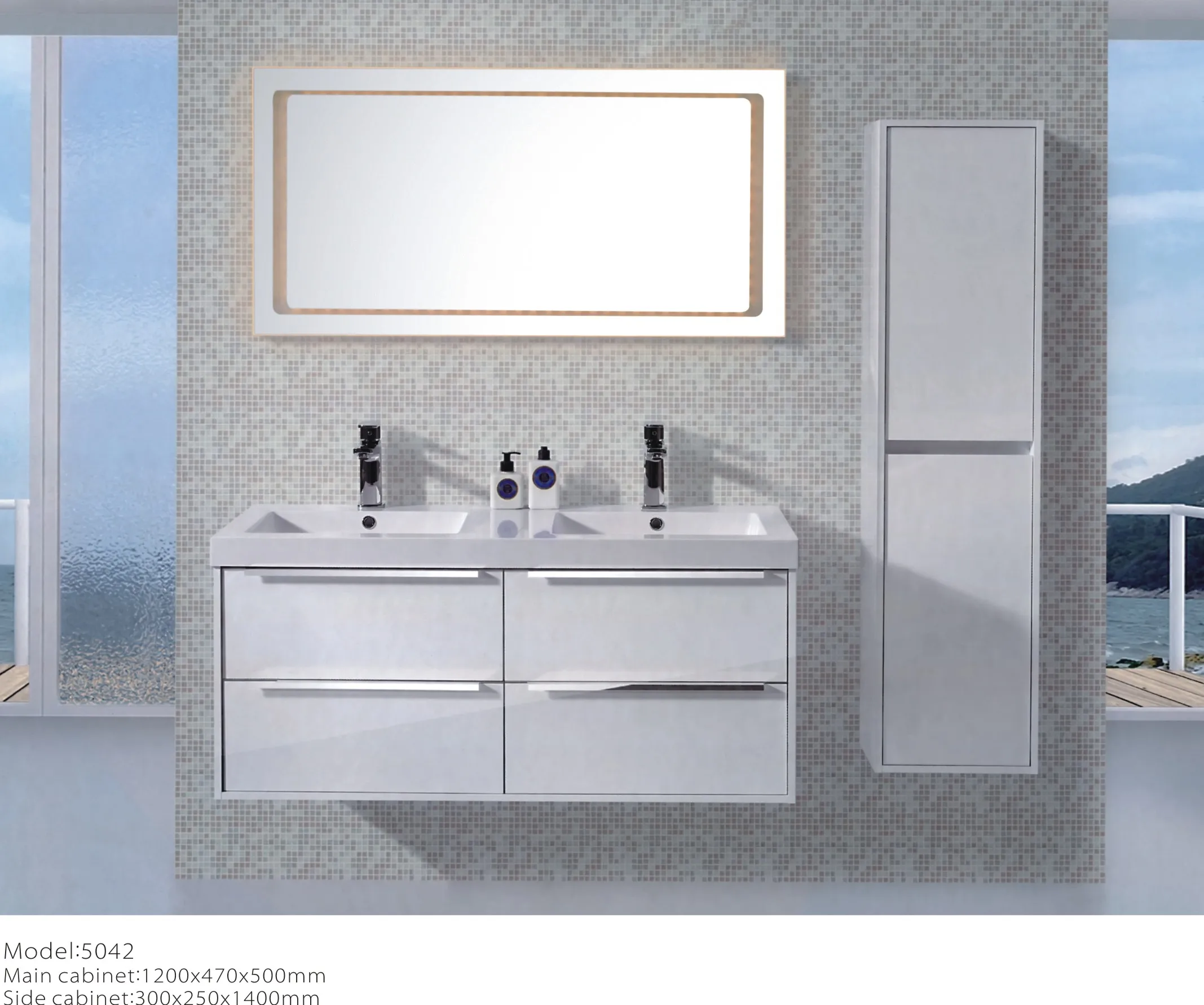 18mm Thailand Oak Wooden Customized New Arrival Modern Bathroom Cabinet