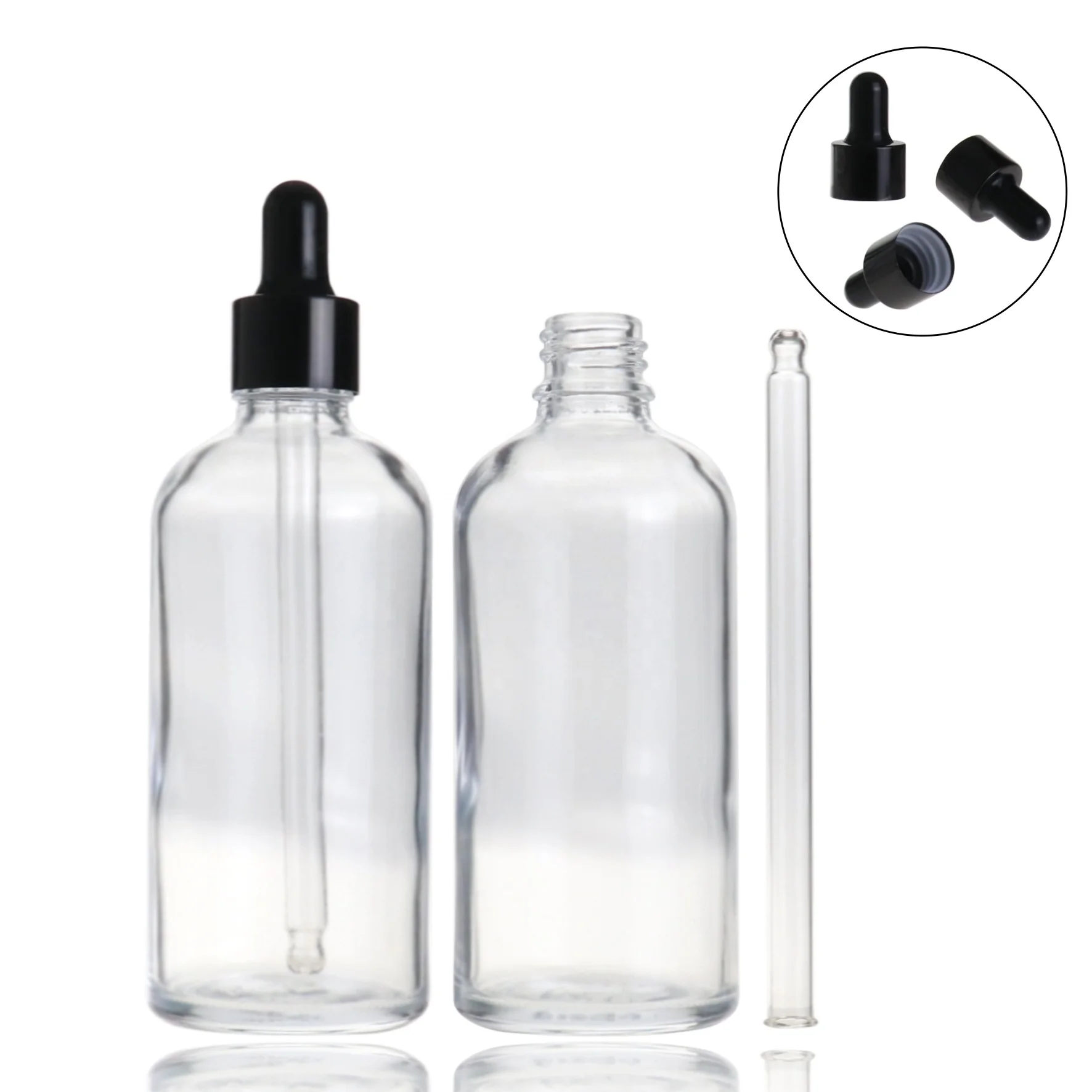 Wholesale empty clear lotion cosmetic packaging perfume 100 ml glass essential oil dropper bottle