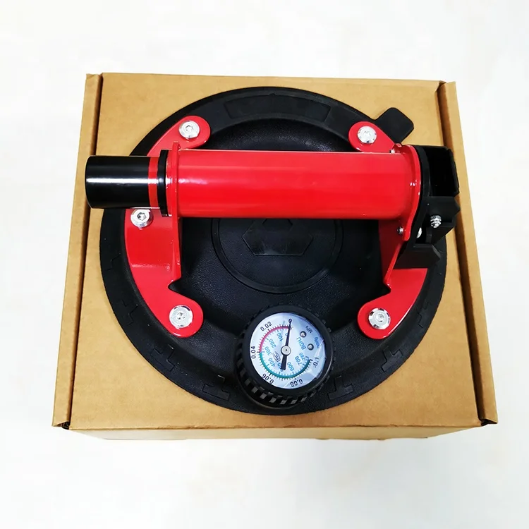 8 Inch Glass Suction Cup Heavy Duty Handheld Metal Handle with Pressure Gauge Heavy Duty Suction Cup