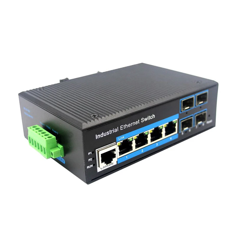 Industrial Ethernet Switch 4 ports Gigabit SFP PoE Managed Network Switch Wide range DC power supply DIN rail Ethernet Switch