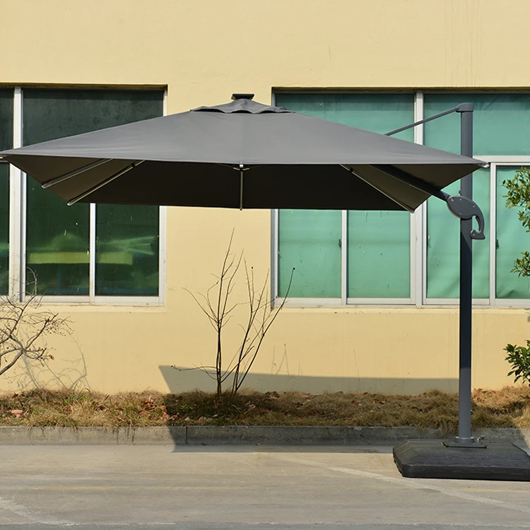 Customized Square Fiberglass Cantilever Solar Charger Sun Umbrella Roman Outdoor Garden Umbrella
