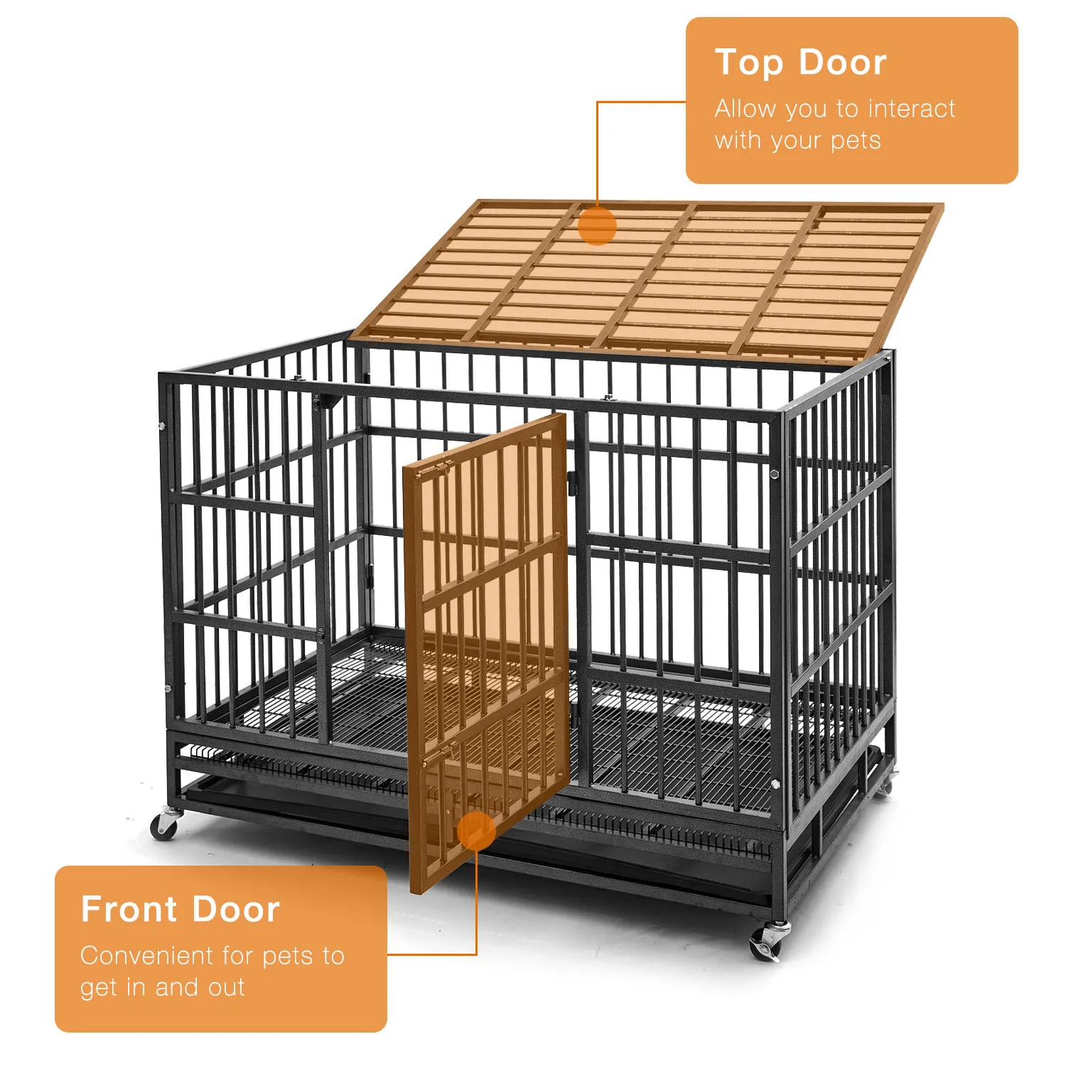 Hot Sale Manufacturers Wholesale Stainless Steel Dog Folded Cage Large Dog Medium Dog Pet Cage