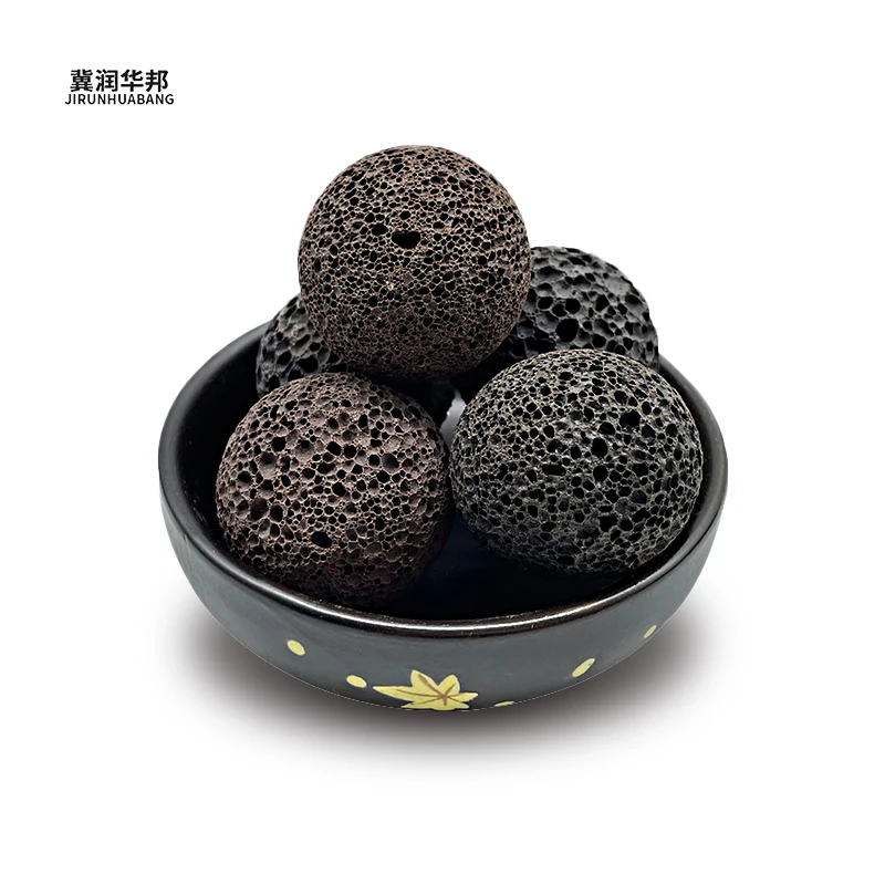 Runhuabang 3cm 4cm 5cm lava stones  volcanic rock roller  lava stone diffuser ball natural lava rock ball volcanic rock stone