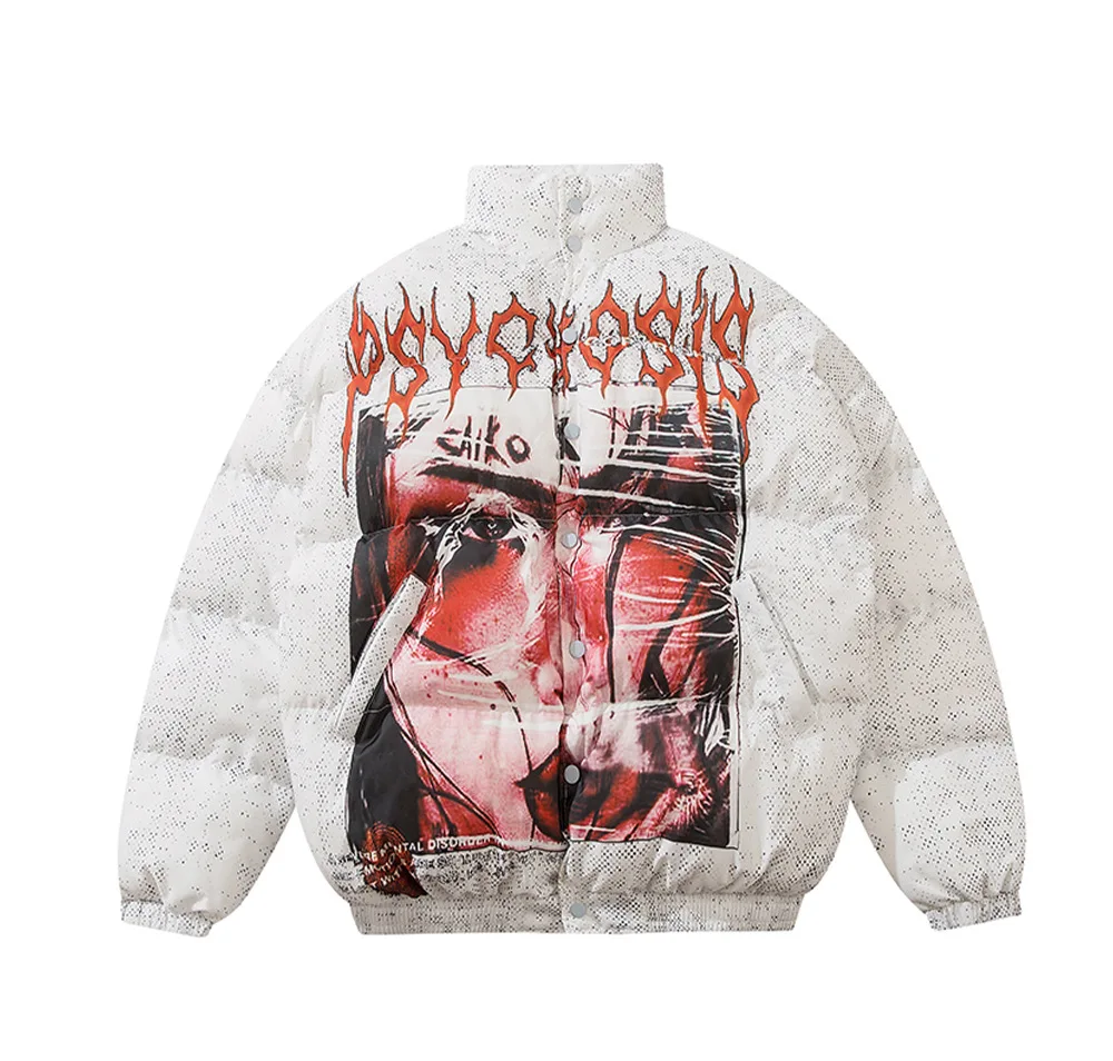 casual plus size design black coats custom printing down jackets winter puffer jacket for men