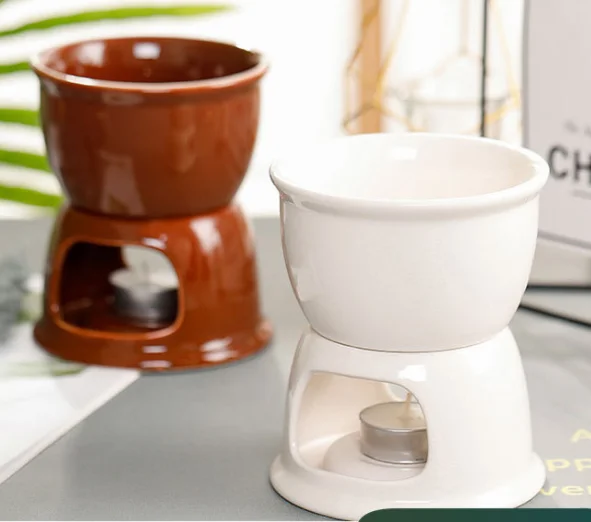 OH58 Melting Pot Cheese Chocolate Fondue Ceramic Mini Fondue Set