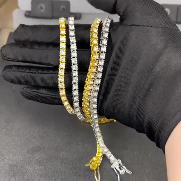 Hiphop Ins Style Tennis Chain Alloy With Diamonds Multi Size 4Mm Hip Hop Jewelry Diamond Cuban Link Chain