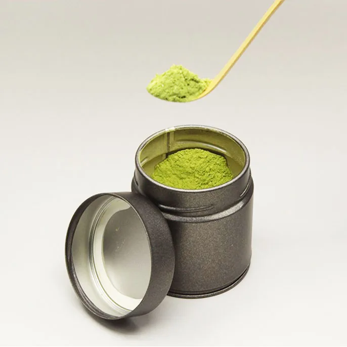 Japanese Style Black Color Small Airtight Spice Can Matcha Tea Tin