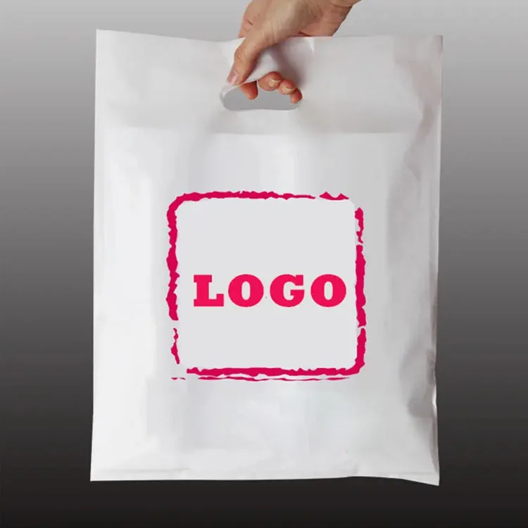 Wholesale Cheap White Die Cut Gift Carrier Retail Plastic Shopping Bags With Handle Customize Eco Plastic Bags For Boutique