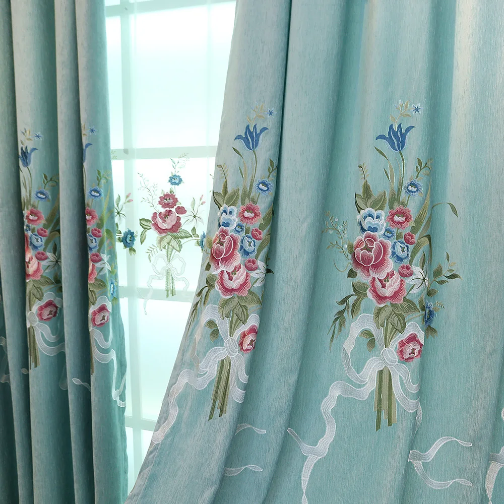 Wholesale Window Blackout Embroidery Curtain Jacquard Curtains For The Living Room With Valance