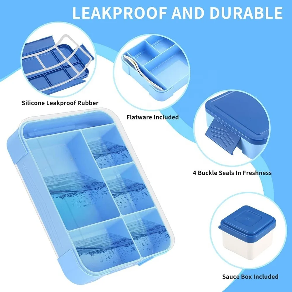 BPA Free Leak-Proof Bento Box for Adult Kids Durable Microwave Safe On-the-go Plastic Lunch Box