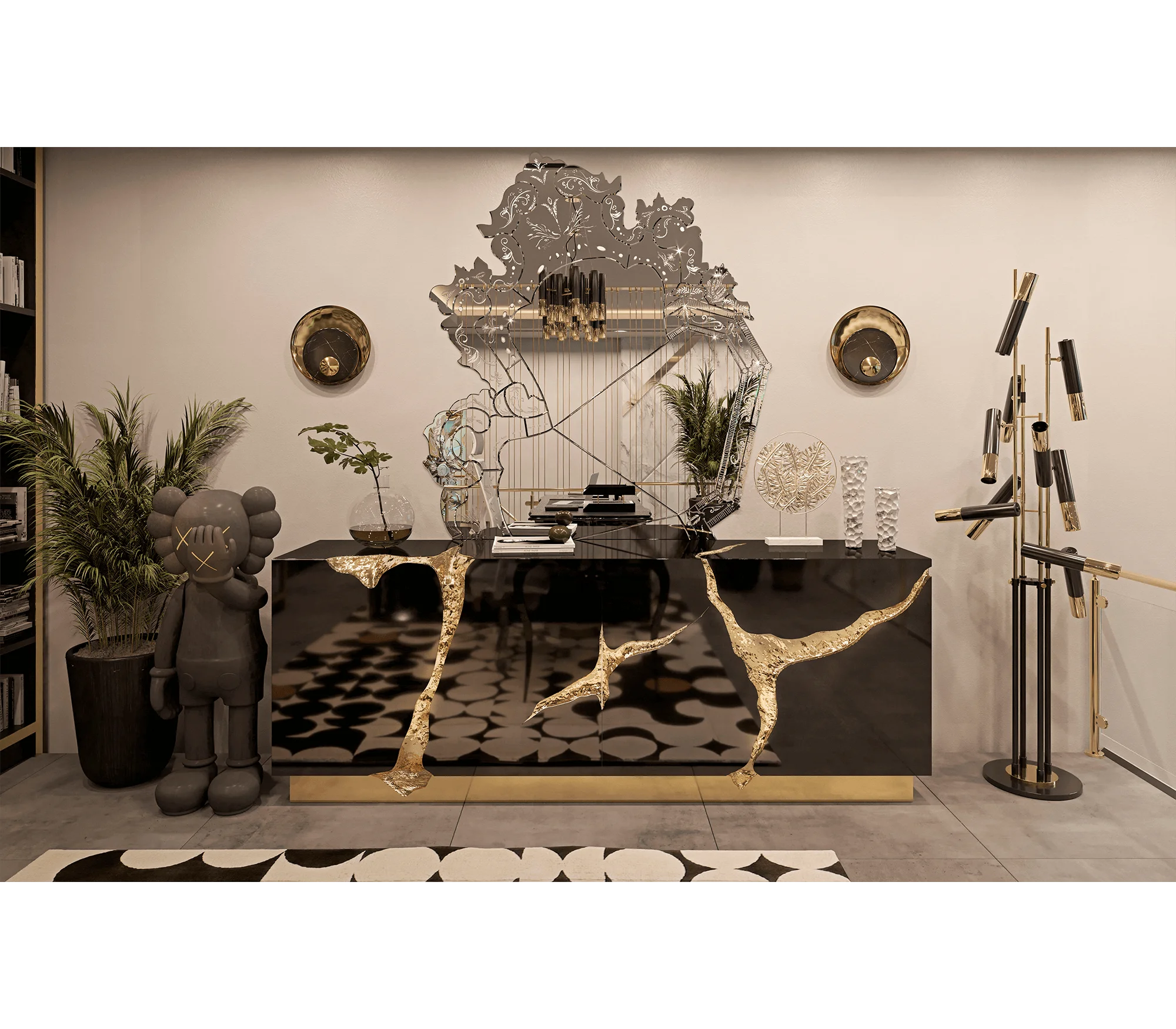 Contemporary Design European Style Silver Venice Mirror Irregular Wall Decorative Mirror Entrance Dining Bedroom Bathroom Decor