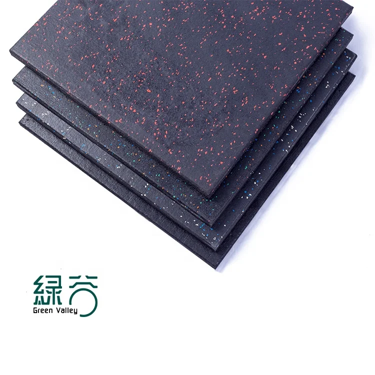 China 17 Years Factory Wholesale Wear Resistance Gym Rubber Flooring Black With 15% Speckles Gym Rubber Tiles