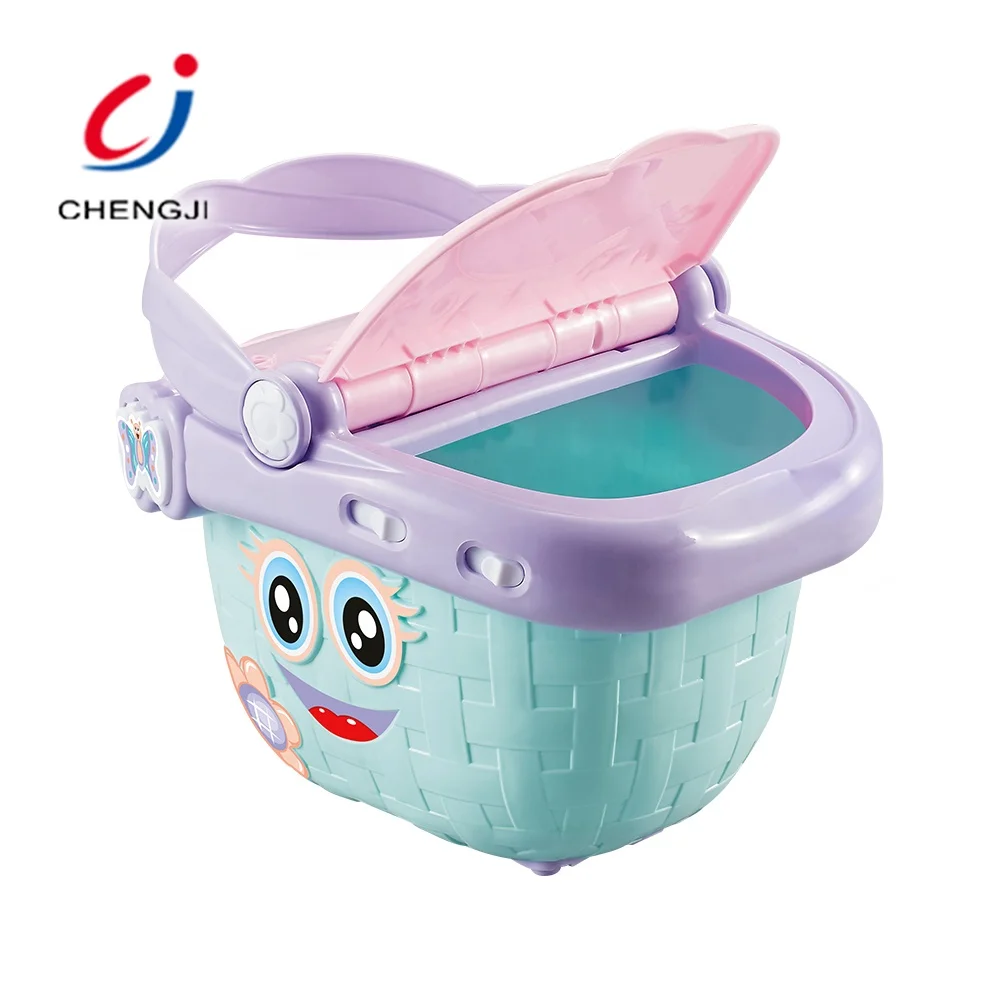 Kids safe cartoon teether basket baby toy baby plastic rattles