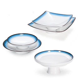 Round Cake Stand Set Blue Melamine Cake Display Stands Dessert Cupcake Display Tray Pie Stand