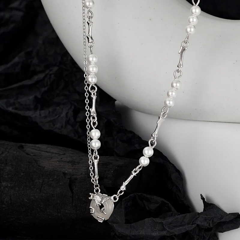 New Chinese Style Niche S925 Sterling Silver Safe Buckle Chat Female White Gold Handcrafted Short Shell Beads Clavicle Necklace