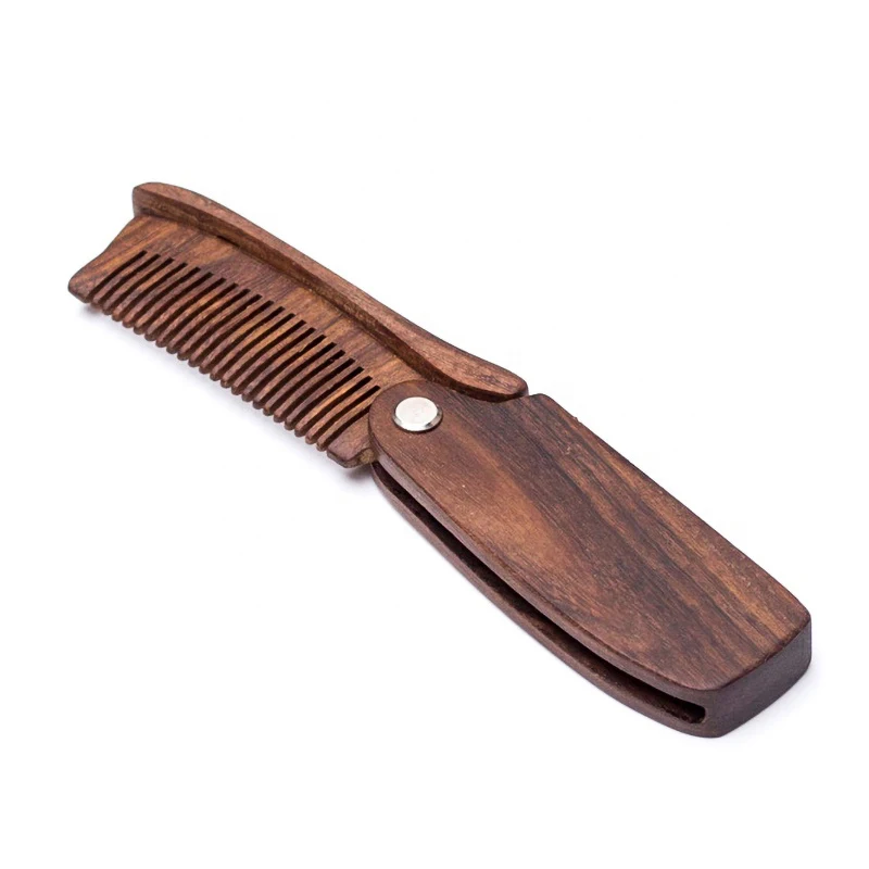 Wooden comb Natural Red Sandalwood Folding Beard Comb Durable Pocket Comb for Men