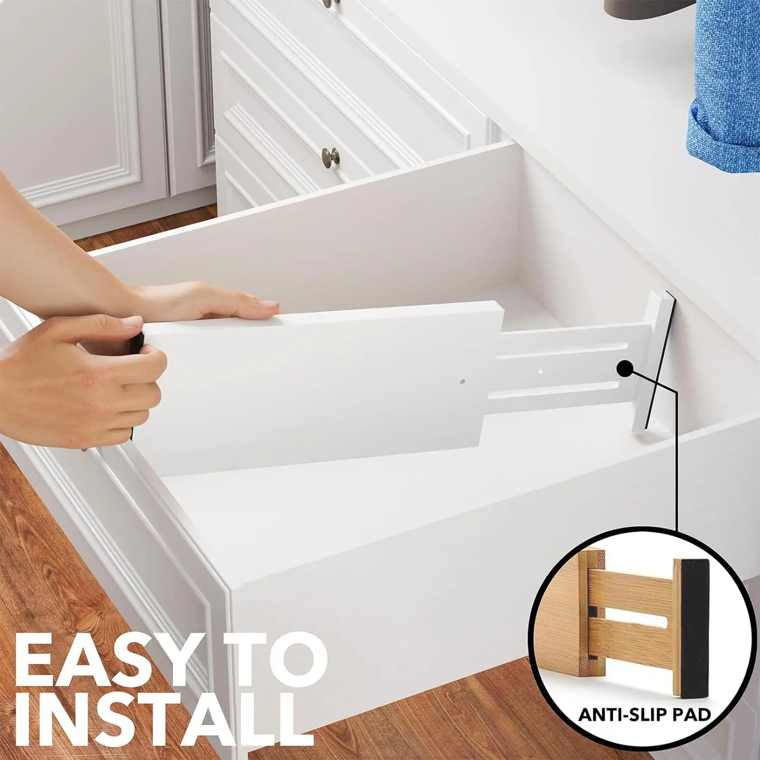 High Quality Custom Kitchen Accessories 6 Pcs White Drawer Organizers Bamboo Drawer Divider Expandable Kitchen Utensils