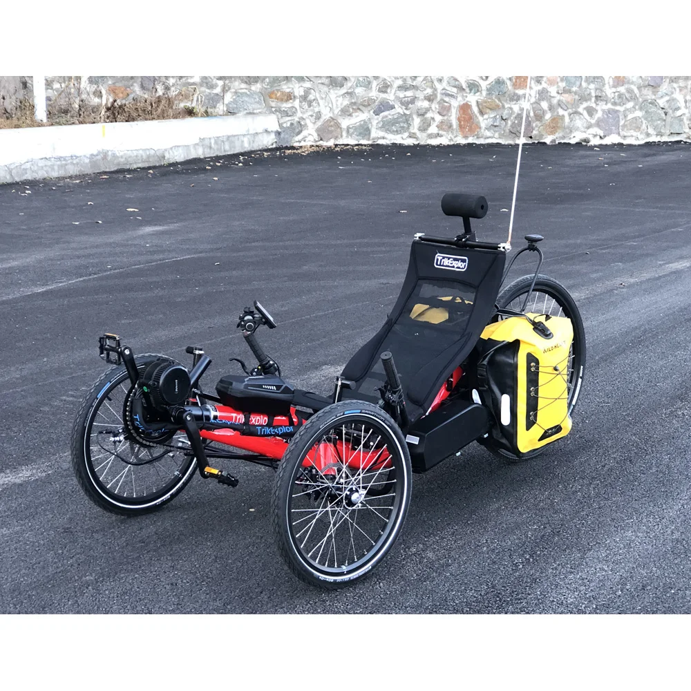48v500W Mid Motor Large Torque Electric Touring Tadpole Recumbent Trike with Unique Suspension Seat