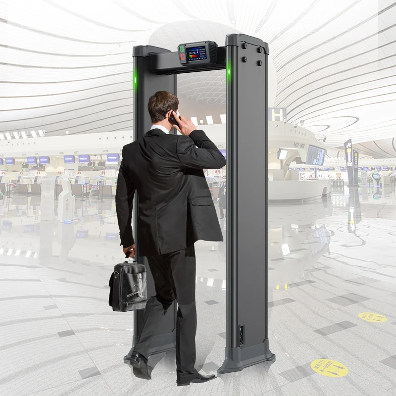 Multi zones Door Frame Metal Detector Walk Through Metal Detector Security Gate for Temperature Checking