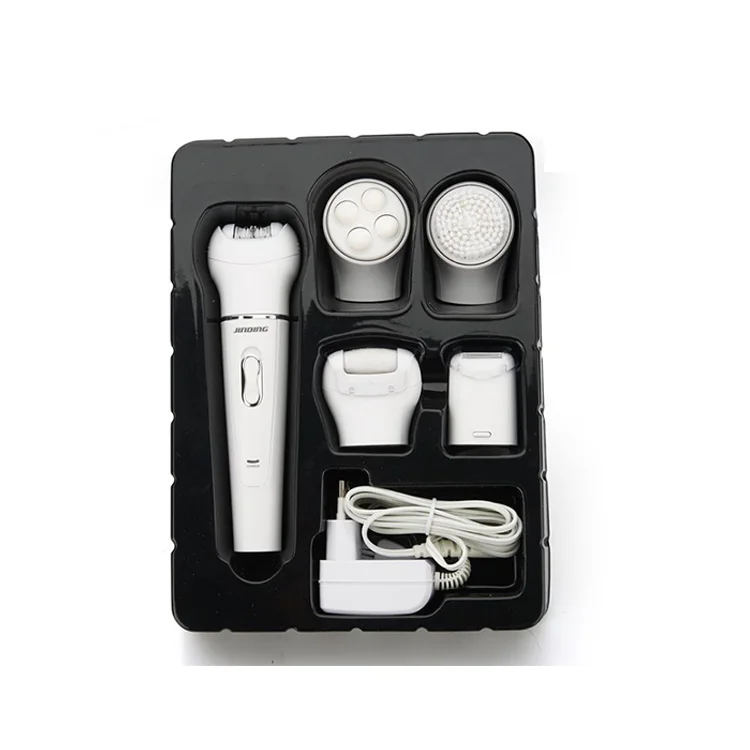 5 in 1 USB Rechargeable Multi-functional Electric Facial Cleaner Massage Brush with Hair and Callus Remover