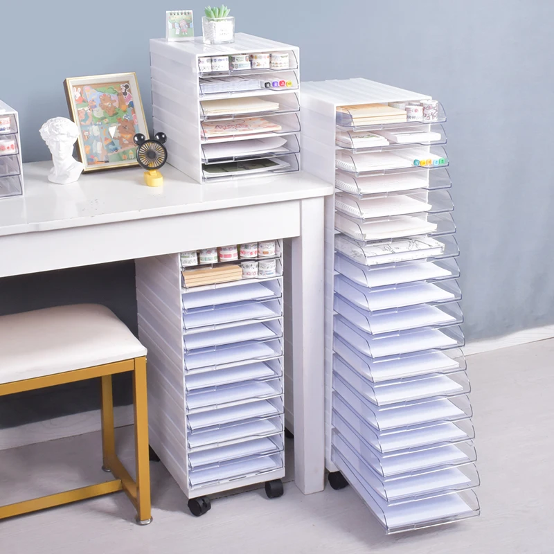 Mobile File Storage 6 Drawer Cabinet Multi Layer Storage Cabinet Plastic Storage Box With Wheel