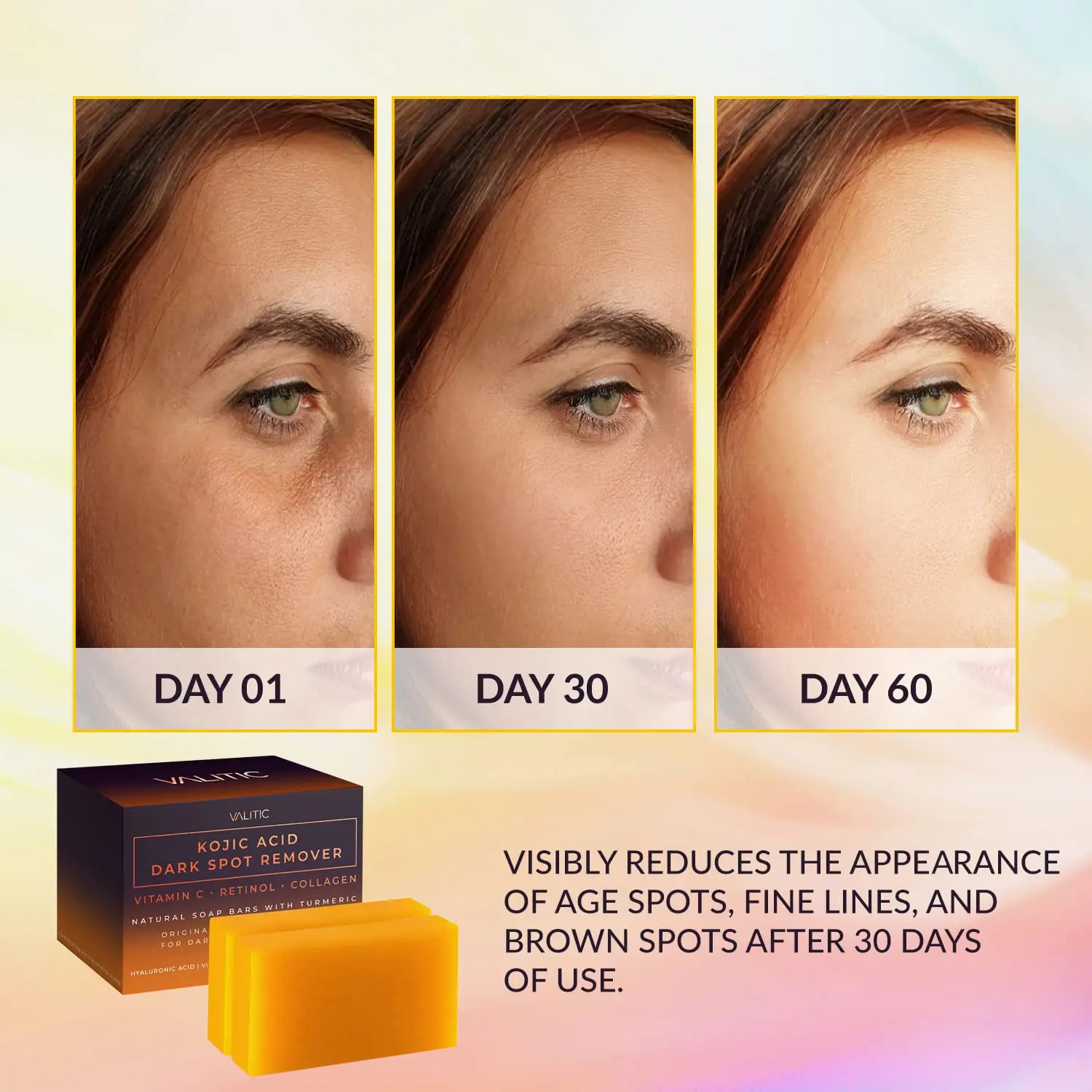 Best Sell VALITIC Original Kojic Acid Dark Remover Spot Facial Cleansing Soap Vitamin C Retinol Custom Logo Facial Soap Package