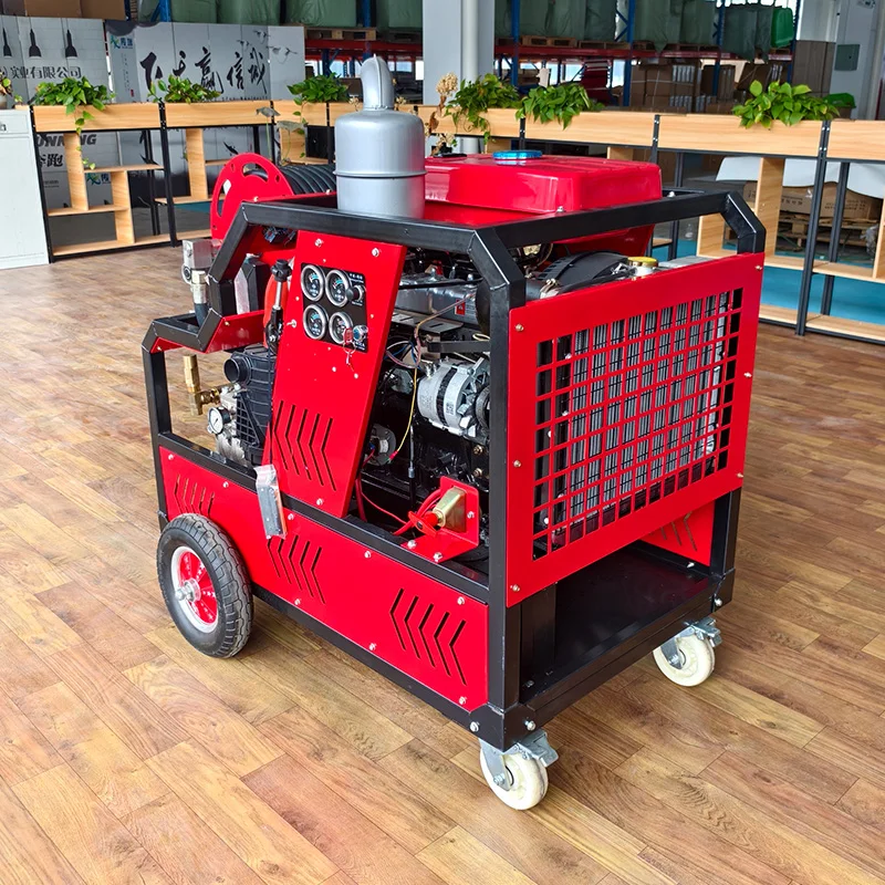 LC 130bar 100lpm four-cylinder diesel high-pressure pipe dredge machine Municipal high power cleaning sewer pipe