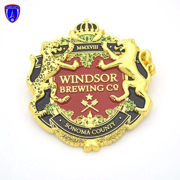 High Quality 3D Gold Plated Metal Nameplate WINDSOR BREWING Personalized Name Plates for SONOMA COUNTY