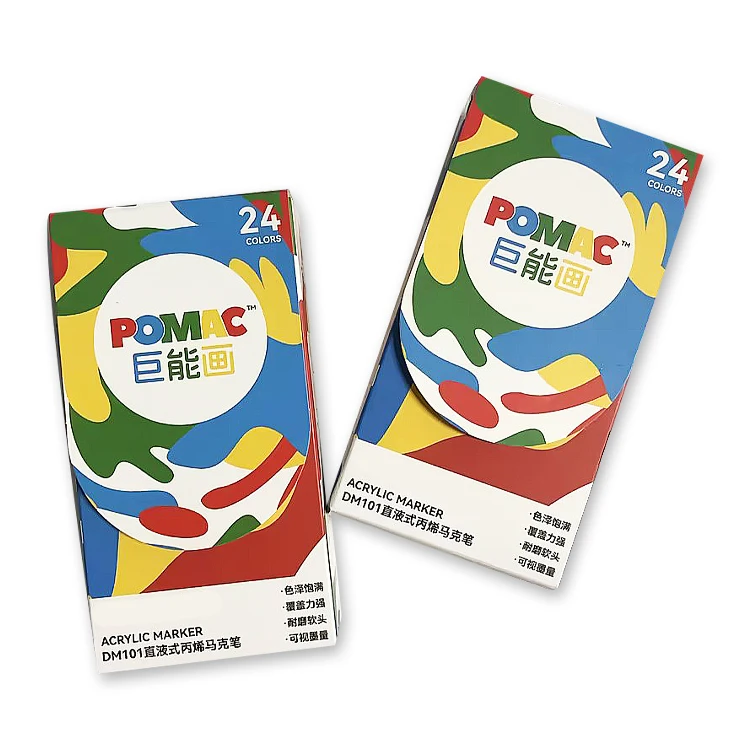 2024 straight liquid marker set 24 Colors soft head brush tip acrylic paint Marker Pen for DIY art Drawing wholesale